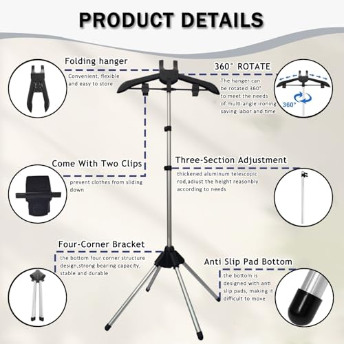 Adjustable Folding Garment Steamer Stand Rack for Home and Travel Ironing