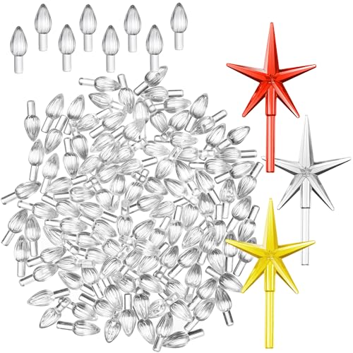 Ceramic Christmas Tree Replacement Lights & Star Toppers Set - 111 Pcs