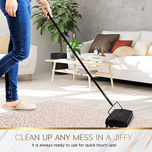 Electrostatic Carpet and Floor Sweeper - 9-Inch Lightweight Manual Cleaner