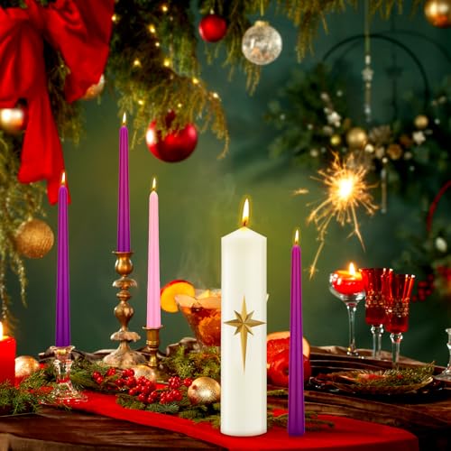 MTLEE Advent Candle Set with Morning Star & 4 Tapers for Church 12in