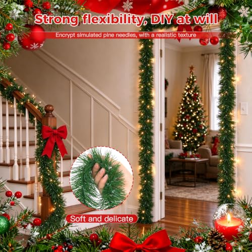 PLACHIDAY 3 Pack Christmas Garlands 16.4 ft Each - Full Evergreen Pine for Tree, Mantle, Staircase (GL-GR54-A-P1-13)