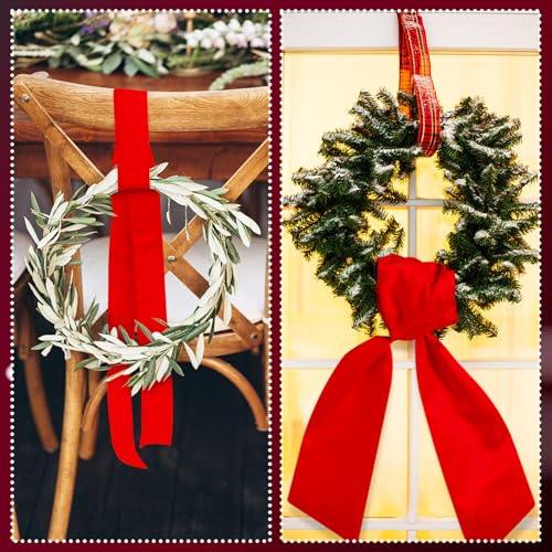 Red Wreath Sash for Front Door 2-Pack Polyester DIY Monogram Sash