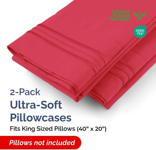 King Pillow Cases by [Brand Name] - Ultra Soft Hotel Quality Covers | Comfy, Cooling & Wrinkle-Free - 2 Piece Set in Red