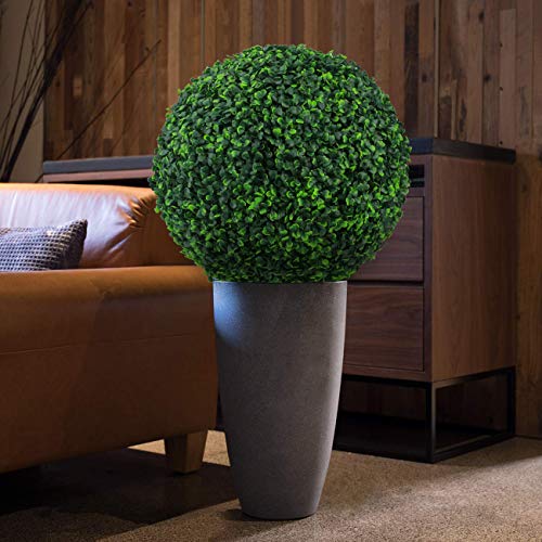 15.7-Inch Artificial Boxwood Topiary Ball - 2 Pack UV-Resistant Faux Plant