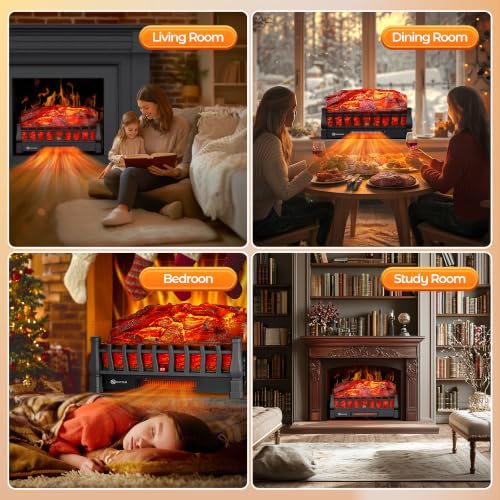 Electric Fireplace Logs Insert with Remote Control and Adjustable Heat
