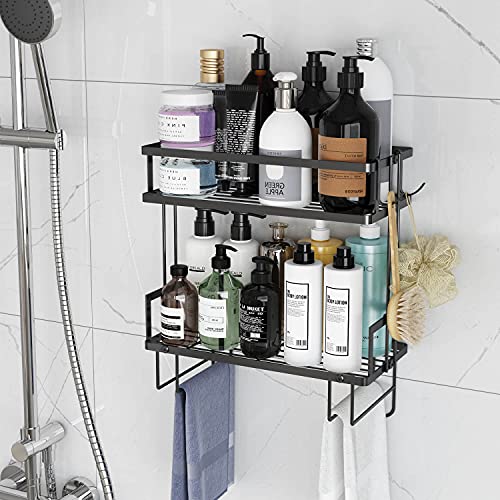 2-Tier Over-the-Toilet Storage Shelf with Hooks and Paper Rack