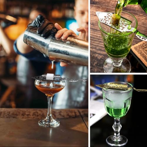ONLYFU 2-Piece Stainless Steel Absinthe Fountain Spoon Vintage Wormwood Cocktail Dripper Bar Tool