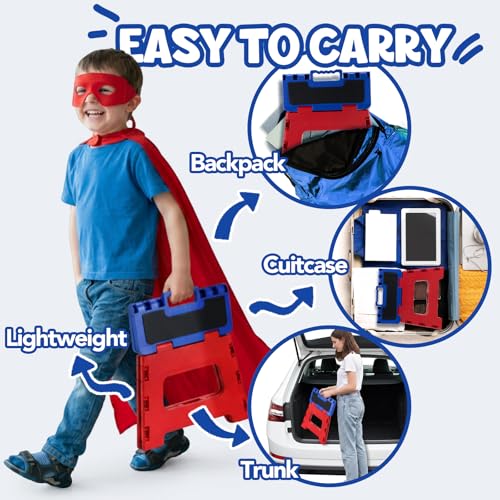 9-Inch Folding Step Stool for Kids - Heavy Duty 400lb Capacity Collapsible