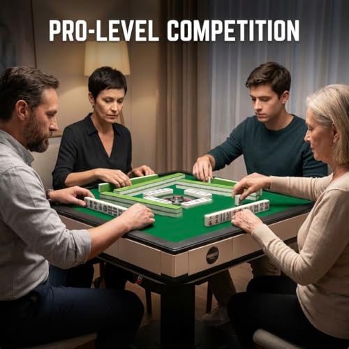 Auto Foldable Mahjong Table Champagne - Adjustable, Quick Assembly, 144 Tiles
