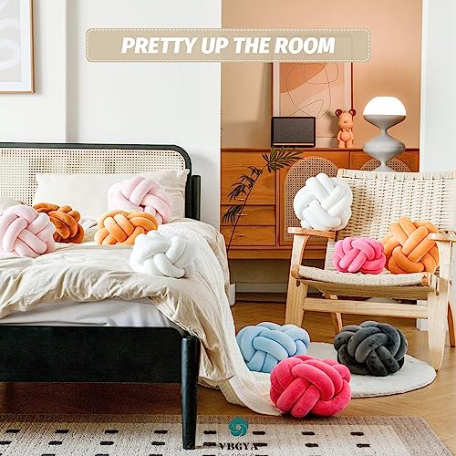 8-Inch Knot Ball Throw Pillow, Soft Velvet Decorative Round Cushion