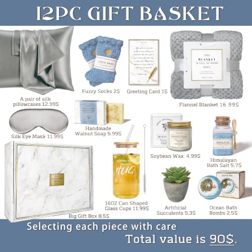 AHAGIFTREE Gray Gift Basket for Women - Thoughtful Care Package for Any Occasion
