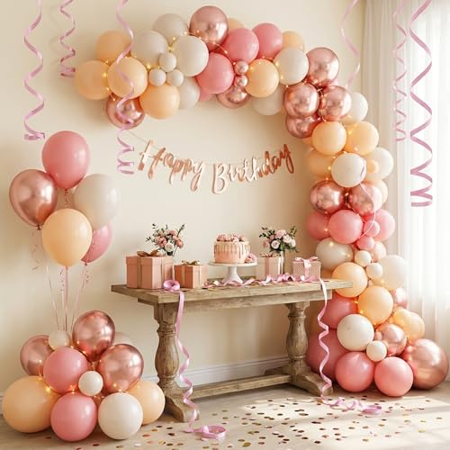 65pcs 12-Inch Pink and Rose Gold Balloon Set for Parties