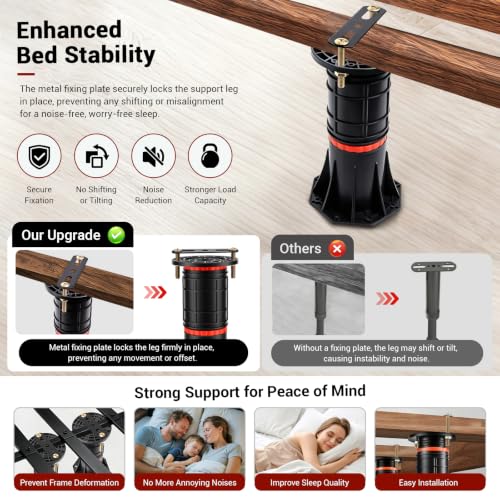 Adjustable Bed Support Legs 4-Pack, 8.4-13.5 Inch Heavy Duty Bed Frame Feet