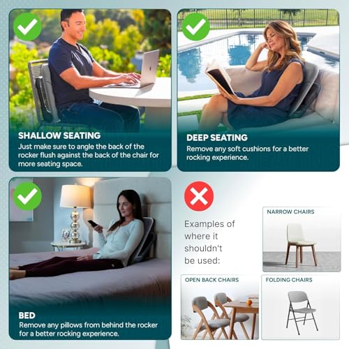 Ergonomic Portable Rocking Back Support for Chairs - Lumbar Relief