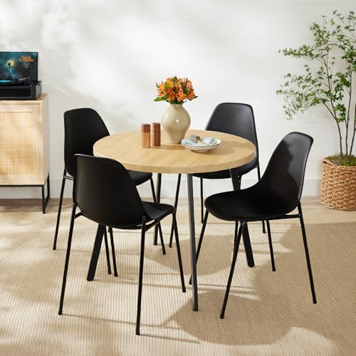 Best Choice Products 35.5-Inch Natural Round Dining Table for 2-4, Mid-Century Kitchen Nook