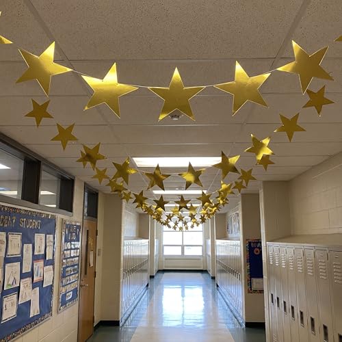 24 Pcs 11-Inch Large Gold Star Cutouts - Double-Sided Cardstock Paper Stars