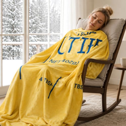 Funny Butter Print Plush Throw Blanket 50x61 Inch Soft Flannel Food Decor