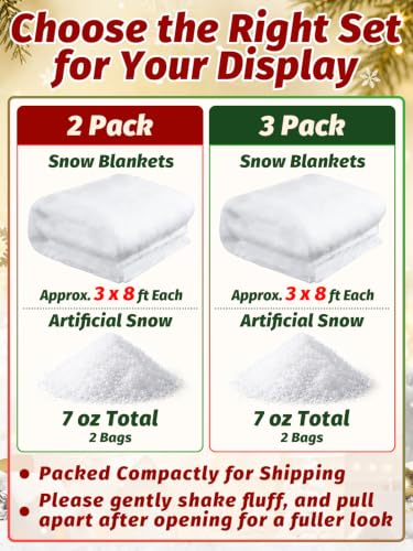 Cosweet 3 Pack 3'x8' Artificial Snow Blankets for Christmas Village - Variation 3