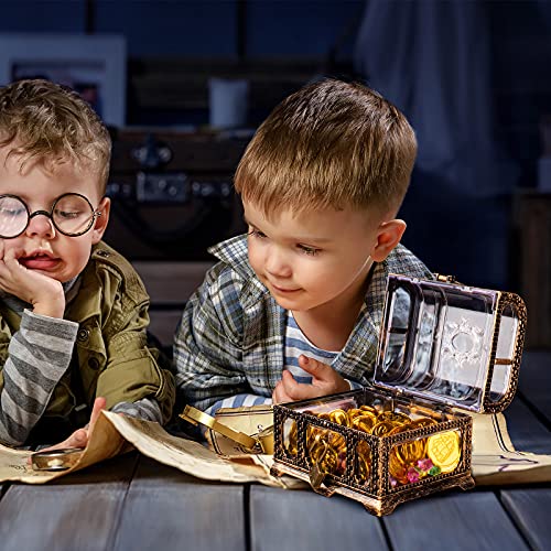 Transparent Pirate Treasure Chest with Lock and Key for Kids