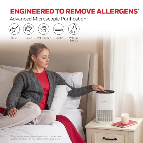 Honeywell Compact HEPA Air Purifier with 3-in-1 Filter, White