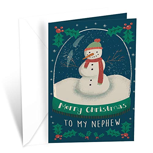 Christmas Card for Nephew - Eco-Friendly Thick Card Stock with Premium Envelope, Made in USA, 5x7.75 inches