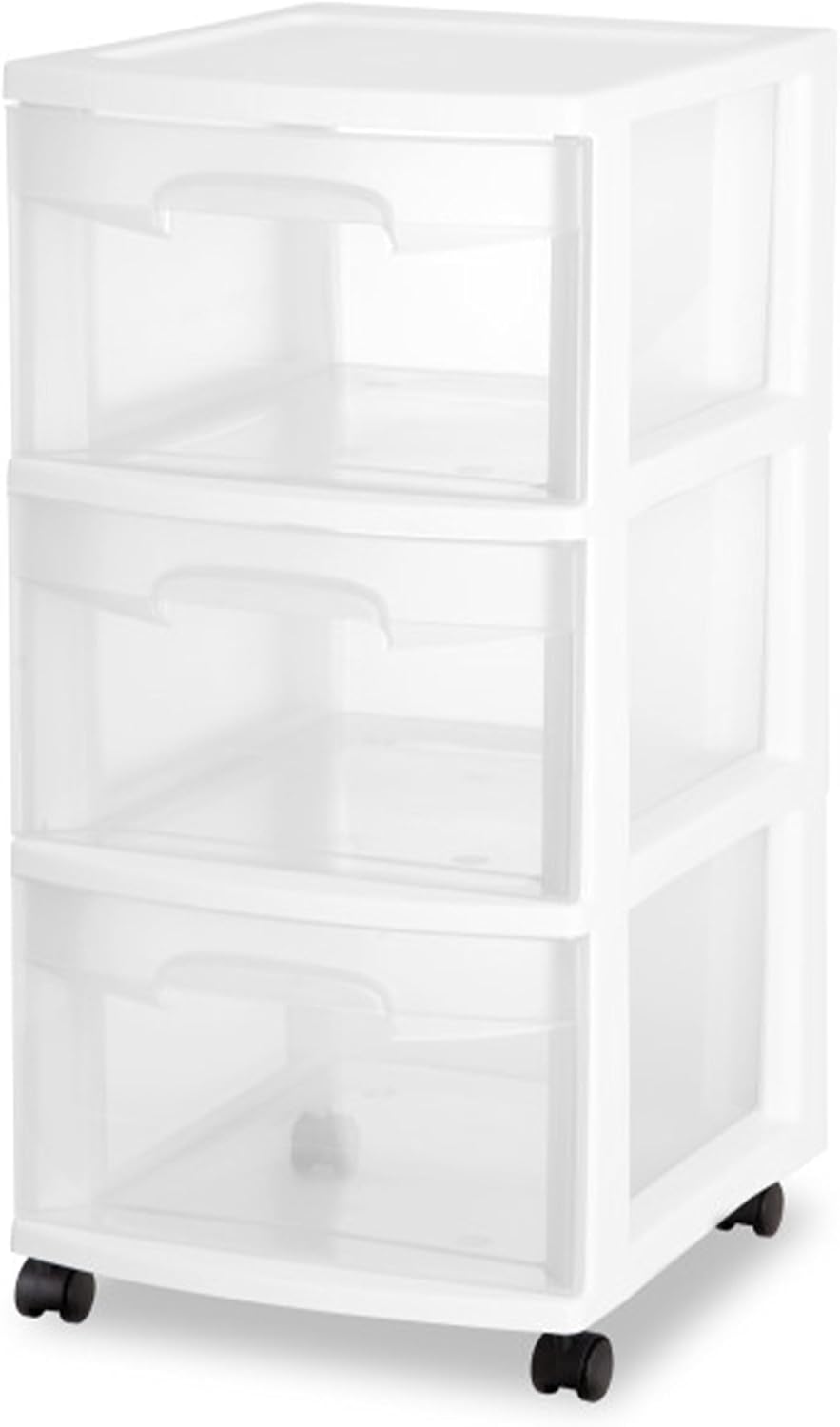 Sterilite 3-Drawer Rolling Storage Organizer - Versatile Plastic Bin Cart for Closet Organization | White