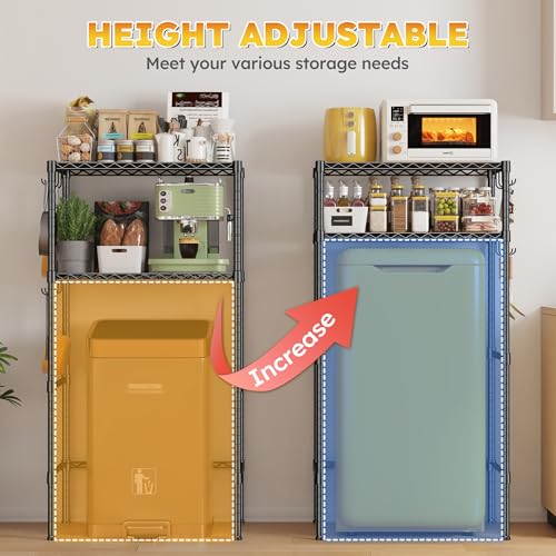 2-Tier Adjustable Mini Fridge Shelf and Storage Rack with Hooks