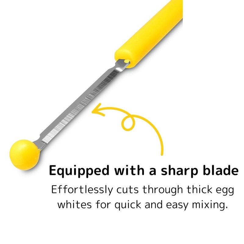 Seki Japan Egg Mix Stick, Egg Yolk and White Strring Stainless Steel Blade, Chalaza Removal Parts, with Safety Cover Yellow