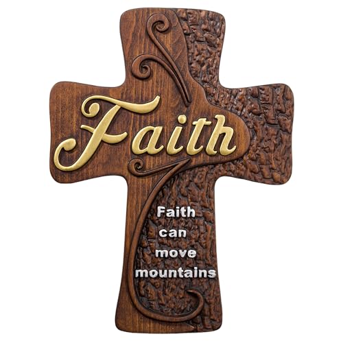 Faith 20 Inch Handmade Wooden Cross Wall Decor - Religious Wall Art