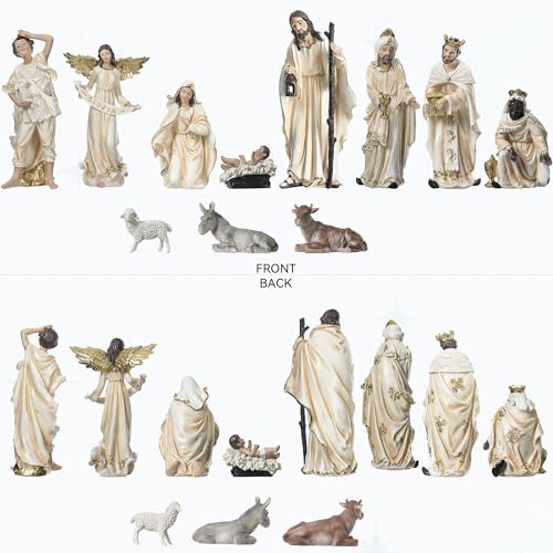 12-Piece Christmas Nativity Set, 12.5-Inch Hand-Painted Resin Figurines