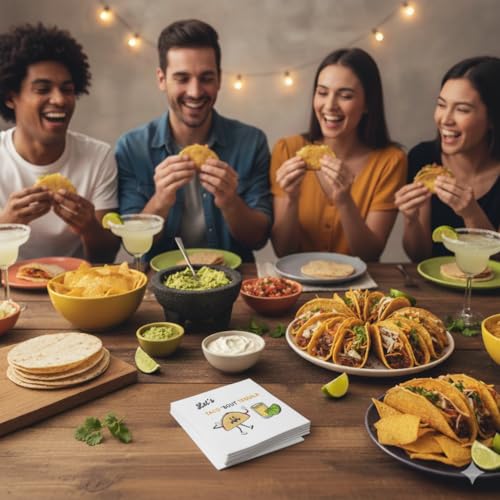 Cloverjoyed Fiesta Cocktail Napkins - 50 Pack White for Margaritas & Mexican Parties