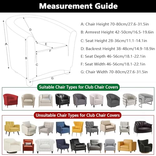 Waterproof Club Chair Slipcover - Stretch Jacquard Tub Chair Cover