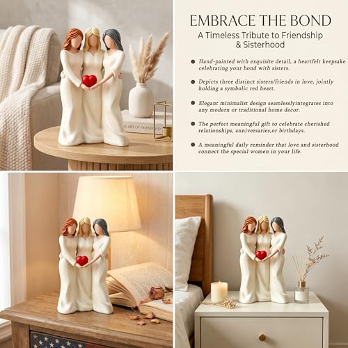 Three Sisters Resin Figurine Statue - Friendship & Sisterhood Decor Gift