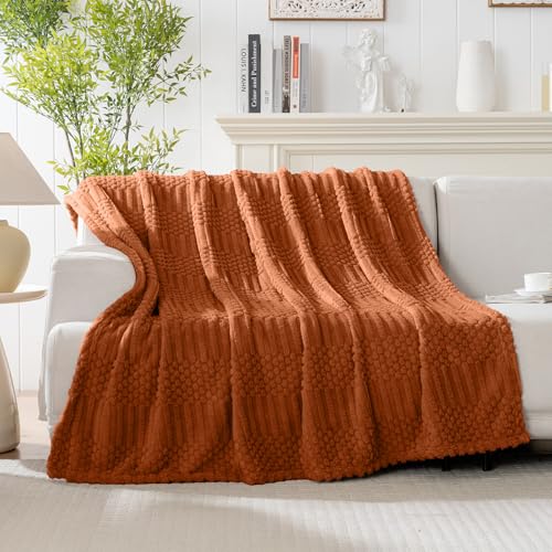 60x80 Inch Rust Twin Fleece Blanket - Soft, Cozy & Aesthetic