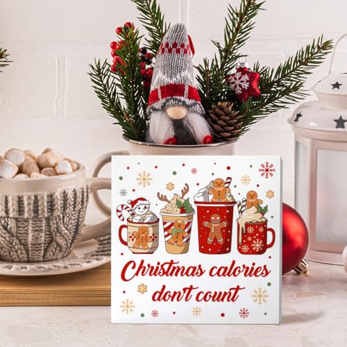 Christmas Wooden Sign Decor - Holiday Gingerbread Bakery Theme, 5x5 Inches