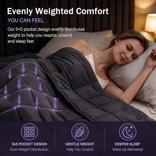 BETU 20lb Weighted Blanket for Adults - 48"x72" Soft Microfiber Throw, Grey