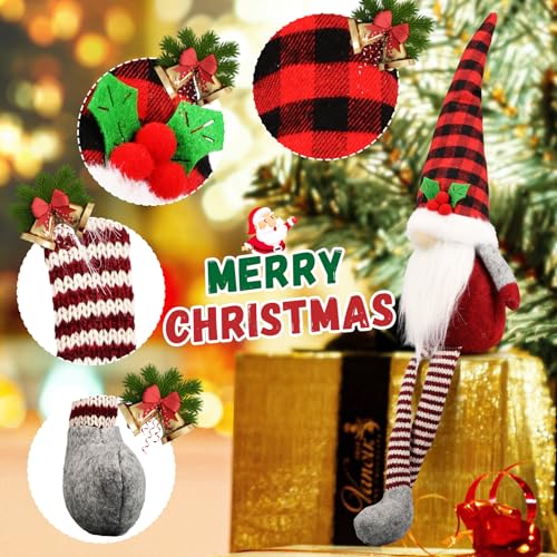Teeker 3Pcs Christmas Gnomes Decorations – Xmas Swedish Tomte Set, Buffalo Plaid