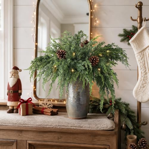 VIERENA 12 Pcs 36-Inch Artificial Cedar Pine Branches for Vase & Christmas Decor