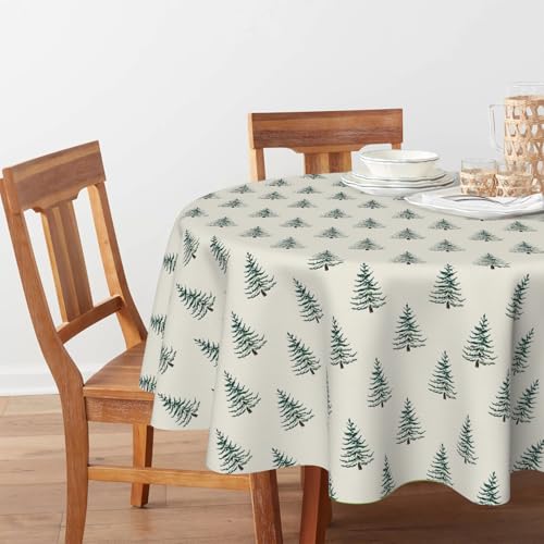 Horaldaily Christmas Tablecloth 60x60 Round Green Trees Boho – 60" Round Green