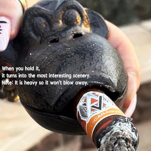 Cast Iron Monkey Cigar Ashtray - Unique Smoking Accessory for Men
