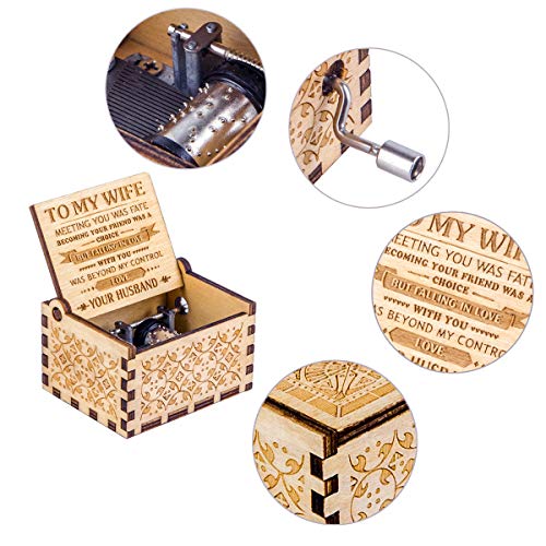 Engraved Wooden Hand Crank Music Box - You Are My Sunshine Gift for Wife