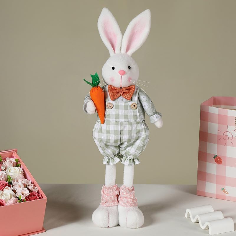 Skiennix Adjustable Easter Bunny Gnome Plush - Extendable 16.1” to 21.7” Spring Decor for Home & Holiday Display