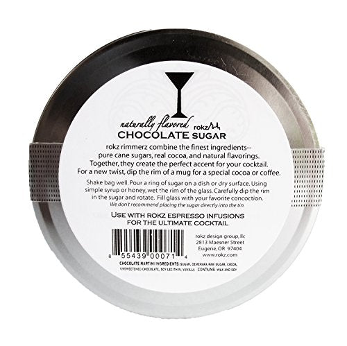 Rokz Chocolate Infused Cocktail Sugar 4oz - Edging Rim for Cocktails & Martinis