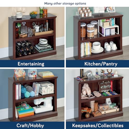 2-Shelf Adjustable Bookcase, Cherry Finish Wood Storage Shelf