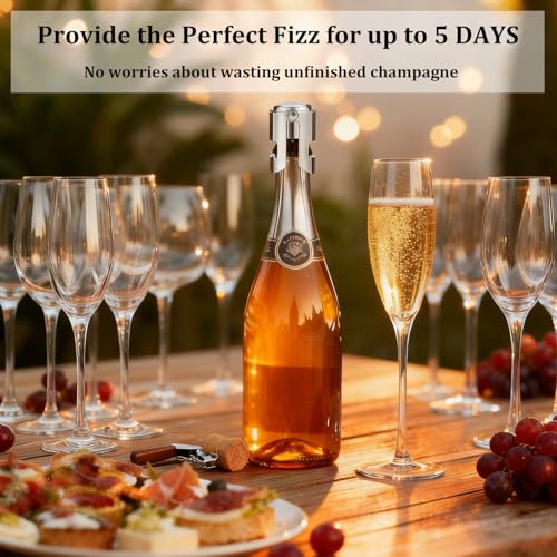Stainless Steel Champagne Bottle Stoppers (2 Pack) - Sparkling Wine Sealer