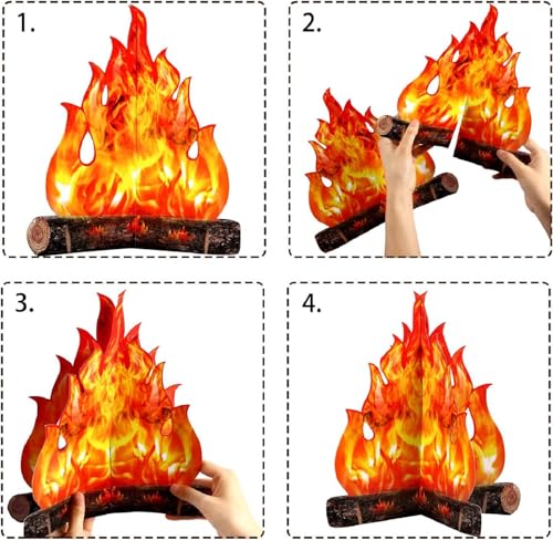 Boao 2 Sets 3D Cardboard Campfire Decor 16 x 13 Inch Gold Orange