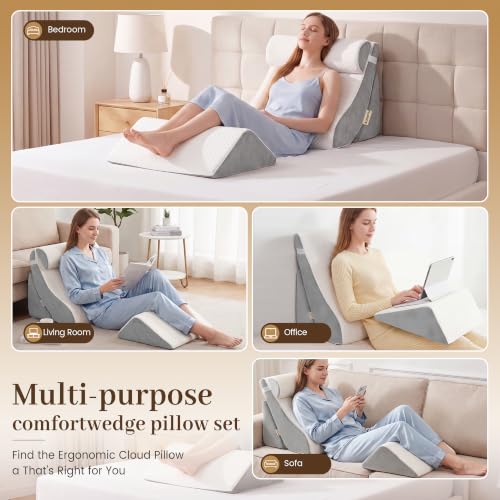 4PCS Adjustable Wedge Pillow Set for Recovery & Comfort