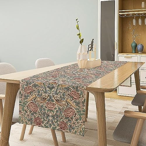 William Morris Table Runner 13x90in (Variation W13"x L90"), JanJCurt Original Design Rustic Ethnic Print