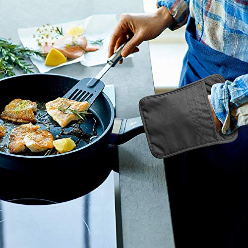 5-Pack Cotton Pocket Pot Holders - Heat Resistant Kitchen Hot Pads, Grey