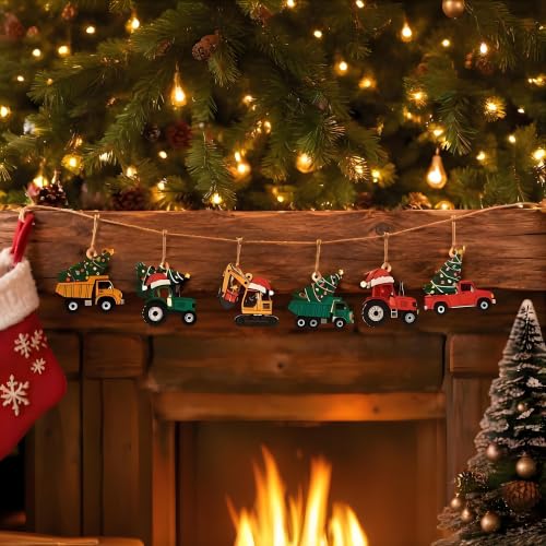 36Pcs Wooden Christmas Truck Ornaments Set for Holiday Decor & Gifts